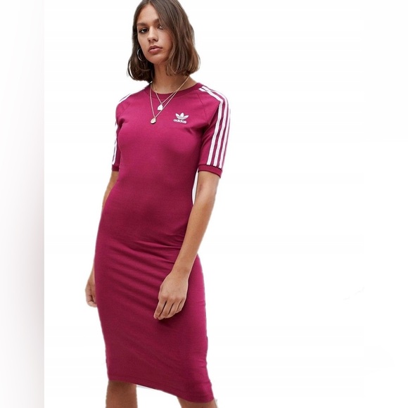 adidas Dresses & Skirts - NWT! ADIDAS 3 Stripe Long Sleeve Mini Midi Dress